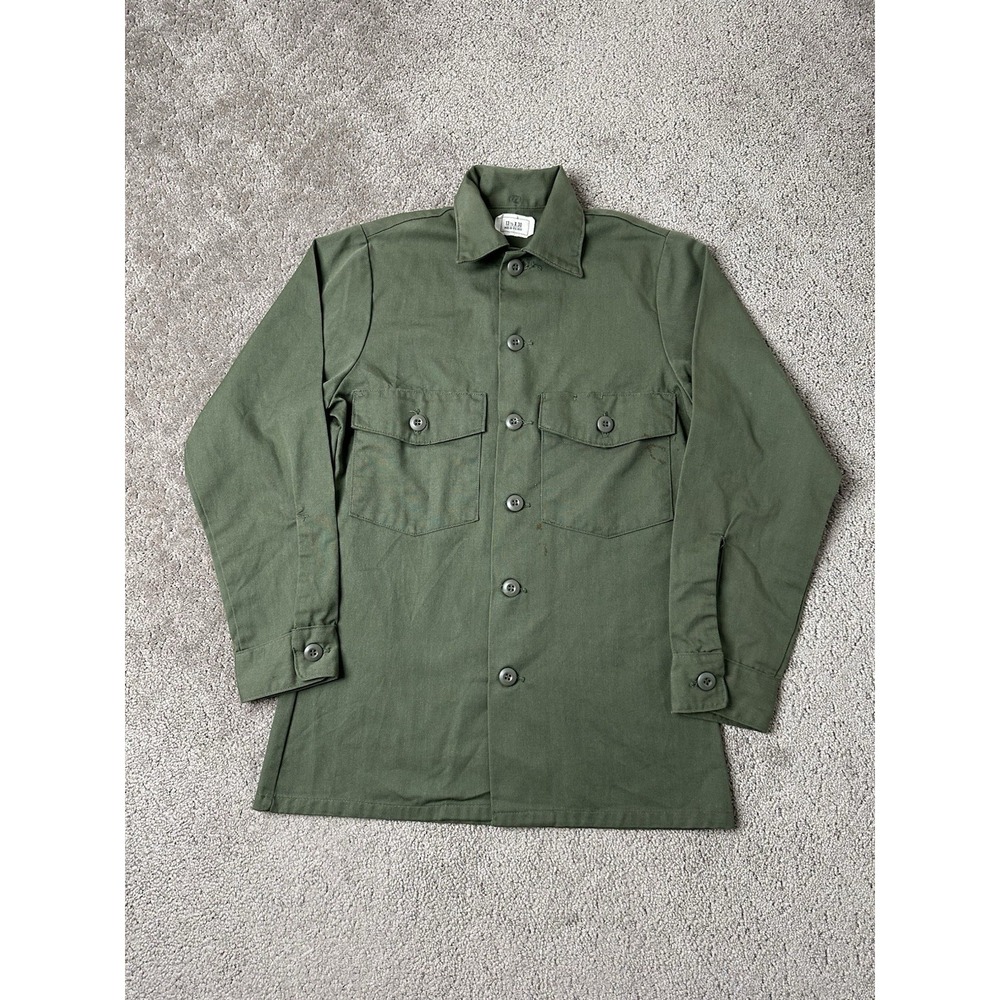 Vintage T-shirt Button Up 1980 US Army‎ OG-507 Dura-Press, Size XS 13,1/2/ 30